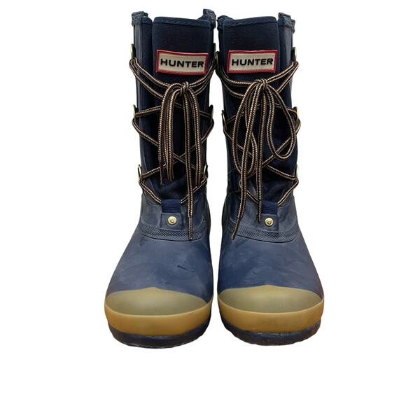 Hunter Boots Sascha Blue Lace Up Rain Boots Size 7F/ 6M - Picture 3 of 12